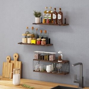 Wall-Mounted Wooden Shelves